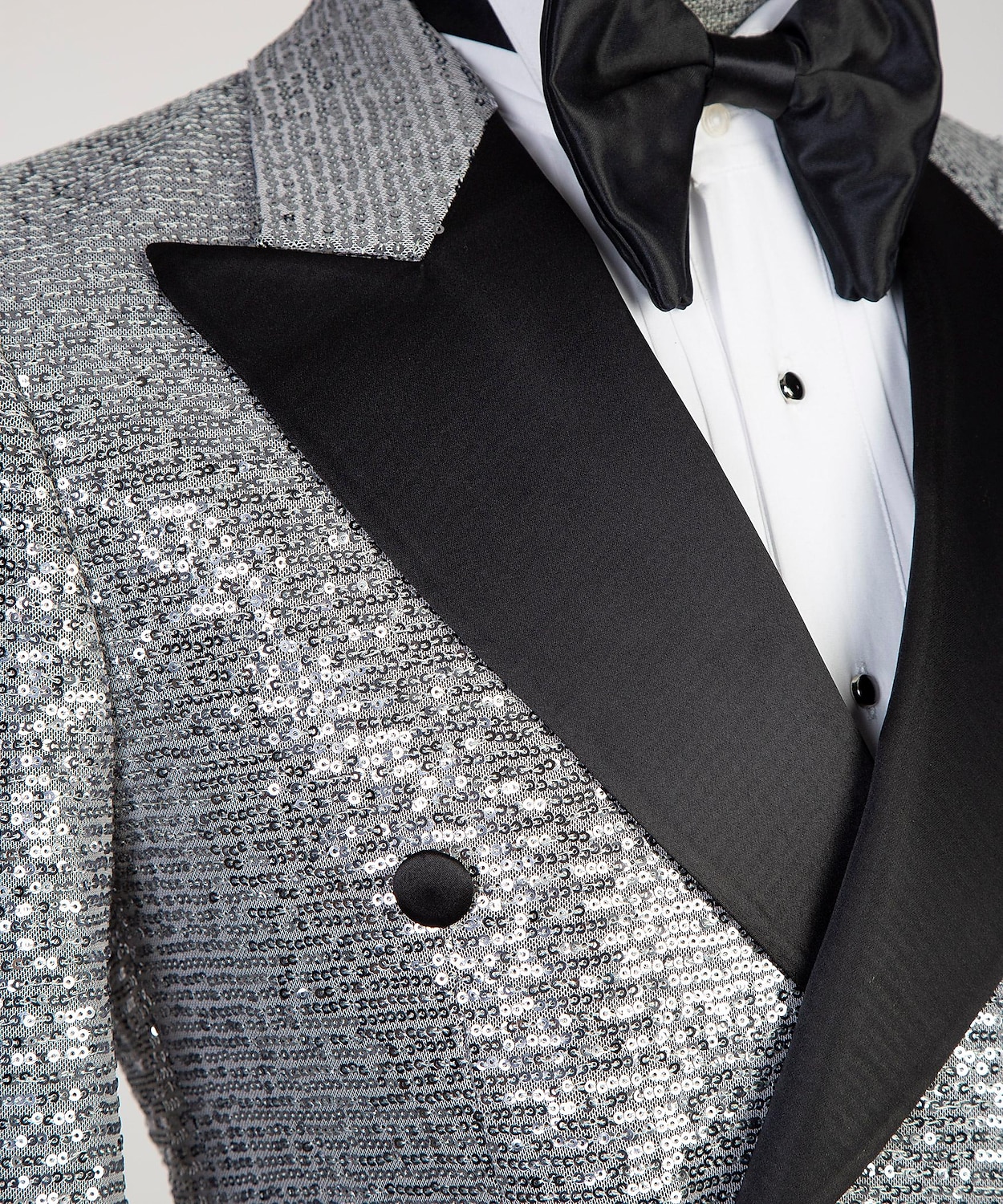 Herren Blazer-Jacke Smoking Party Glanz Pailletten Einfarbig Schwarzes Gold Schwarz Silber Reguläre Passform Zweireihige Sechs-Knöpfe 2025 - $82.99 –P3