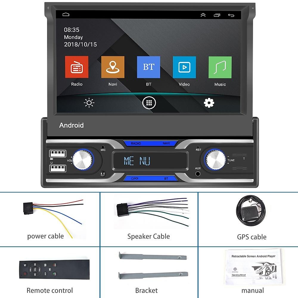 7-inch 1Din Android 10.1 Car Radio Autoradio Touch Screen Car Multimedia Player Supports Wireless Car Playback and Android Automatic Functions GPS Navigation Rear View Camera 2025 - $175.99 –P2