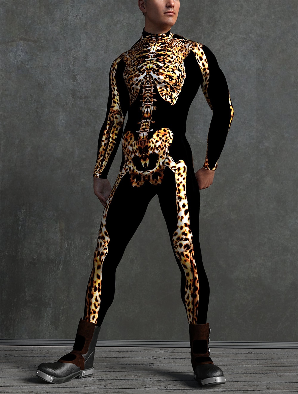 Totenkopf Halloween Cosplay Kostüm Bodysuits Ganzkörper-Catsuit Karnevalskostüm Ganzkörperanzug Einteiler Gruseliges Kostüm Kinder Erwachsene Herren Damen Maskerade Karneval Party Halloween Einfache 2025 - $37.99 –P1