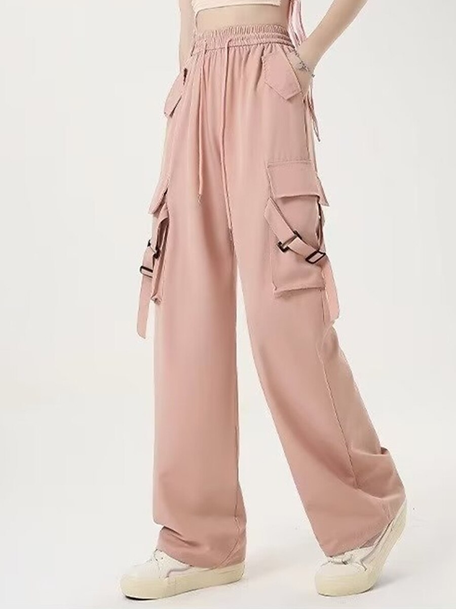 Women's Cargo Pants Wide Leg Pants Trousers Full Length Pocket Baggy Micro-elastic High Rise Fashion Streetwear Street Daily Wear Black Pink S M Fall Winter 2023 - US $19.99 –P3