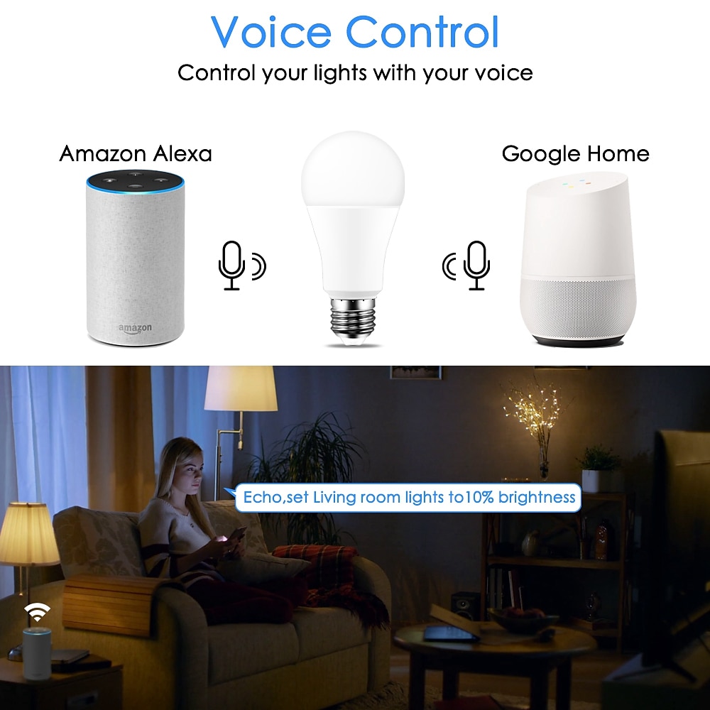 2025年 15 ワット wifi スマート電球 e27 LED rgb ランプ alexa/google ホームで動作 85-265v rgbwhite 調光可能なタイマー機能カラー電球  コレクション – $17.99 –P2