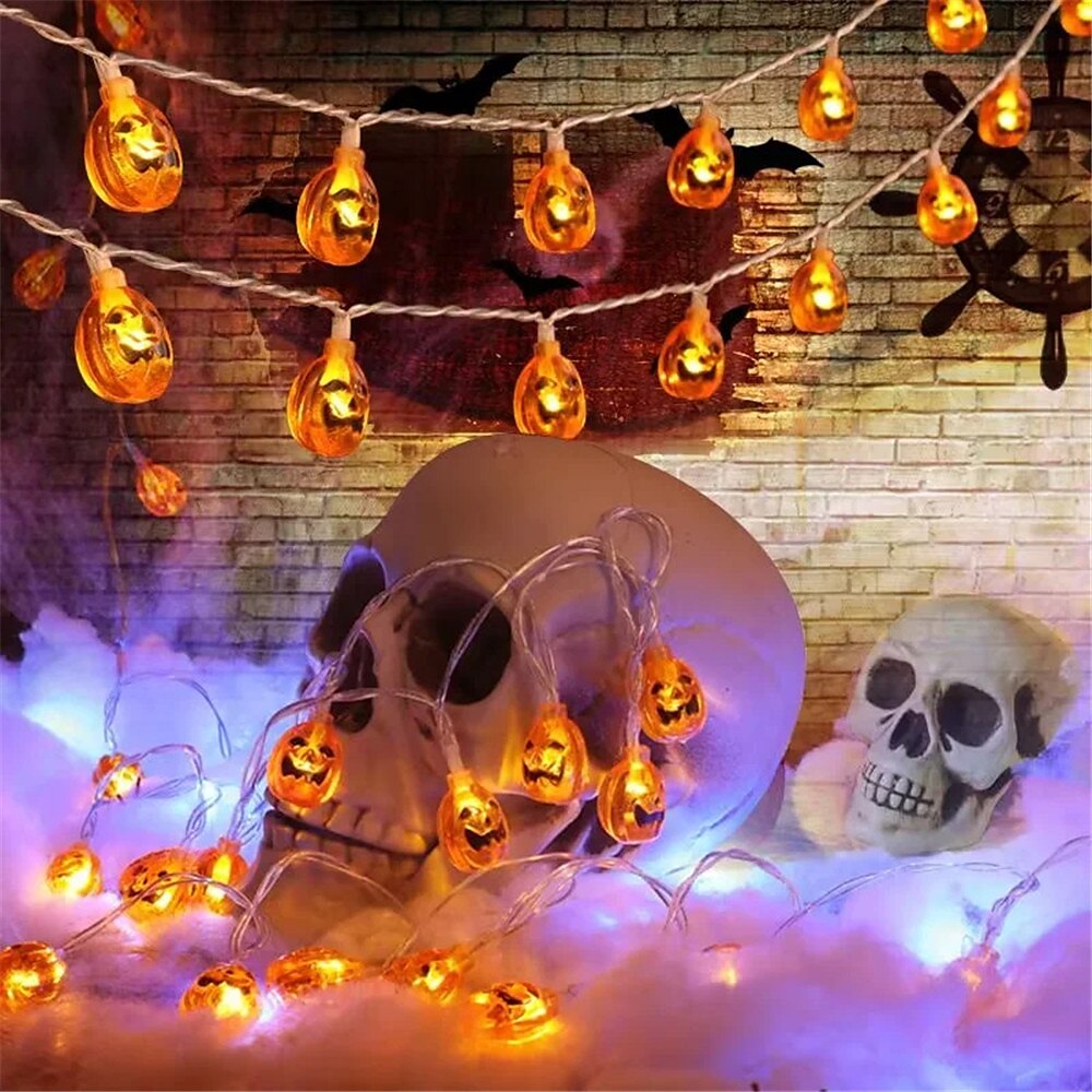 Halloween Decorations Orange Pumpkin Lights 3m 20 LED String Lights Waterproof Dimmable 8 Modes with Remote Operated Jack O Lantern Halloween Party Decoration for Indoor Outdoor 2025 - $9.99 –P5