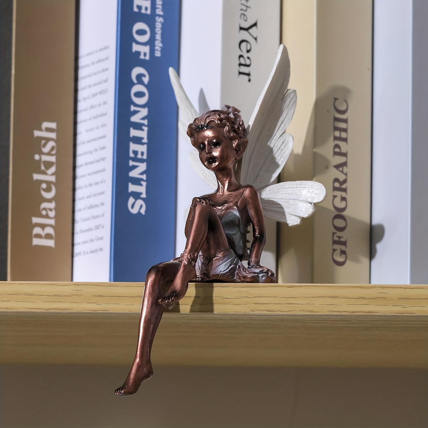 1 stk fe statue hage dekorasjon fe genie statue harpiks håndverk blomst fe hage dekorasjon 2025 - $14.49 –P5