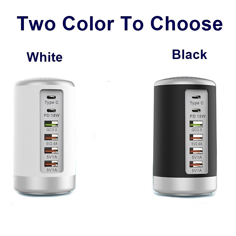 6 Port Desktop Charger, 65W USB Hub Charging Station (3 x USB+Type C+QC3.0+PD 18W), Multi-Port Charger Hub Desktop Charging Station, Fast Wall Charger Compatible with Smart Phones, Tablets and More 2025 - $28.99 –P9
