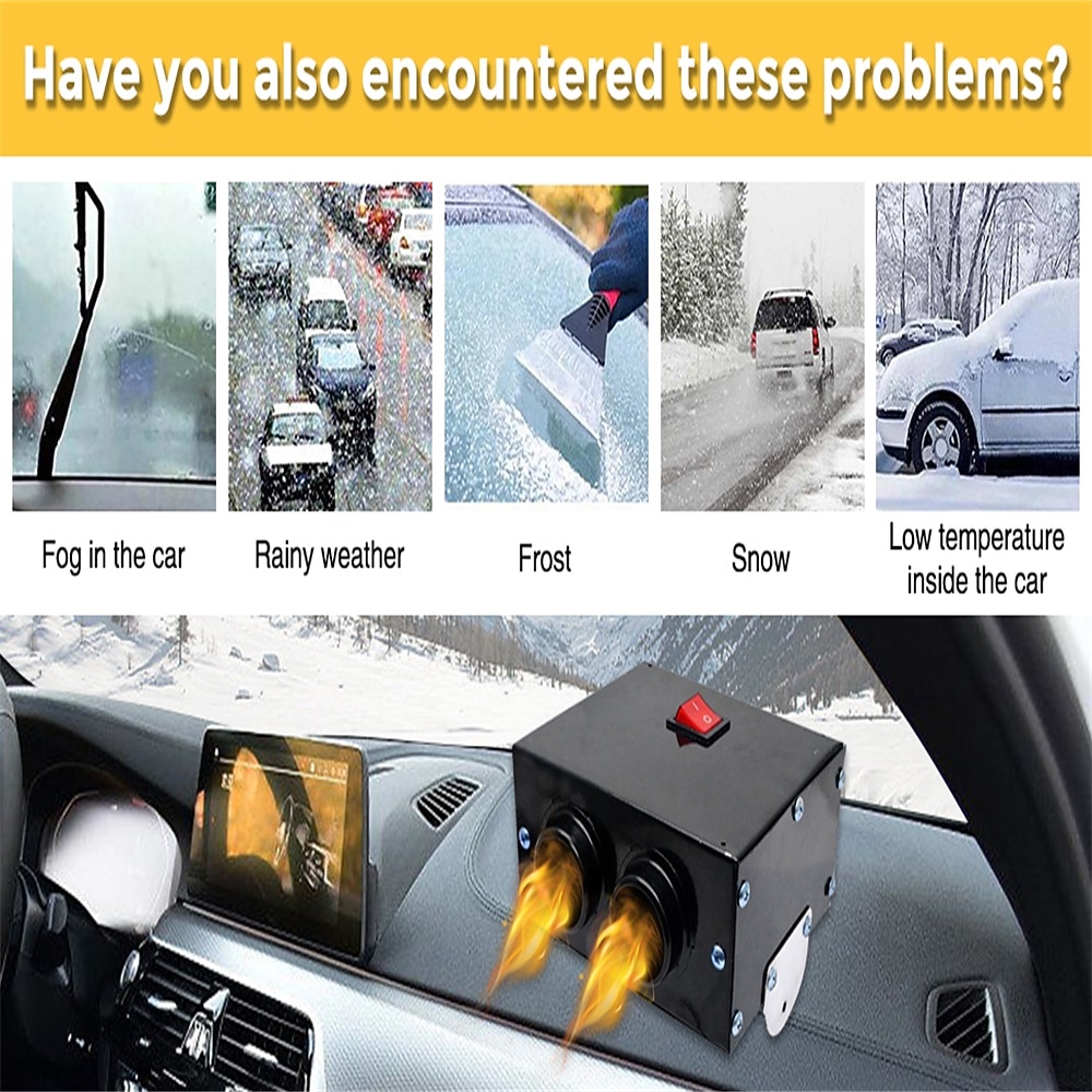 Dégivreur De Chauffage De Voiture, Riloer 12V 150W 3-en-1 Radiateur Et Ventilateur De Refroidissement Avec Thermostat Version De