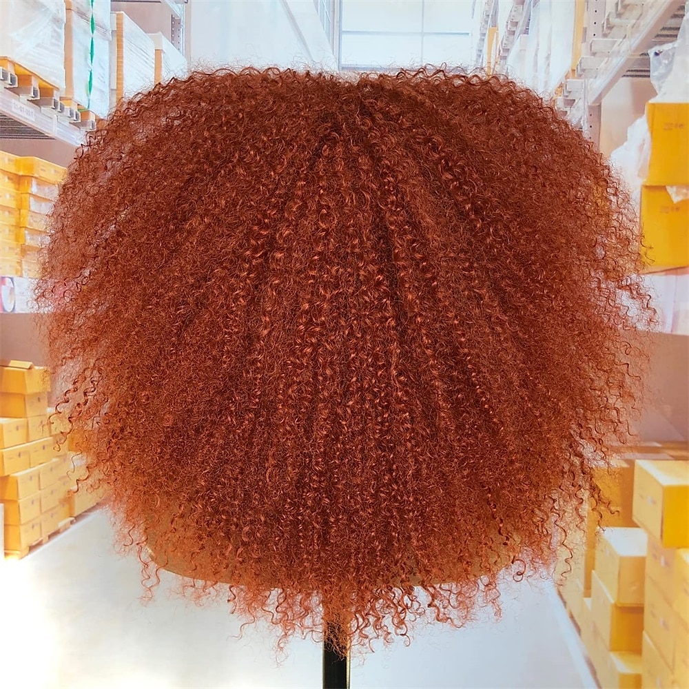 18 inch lange krullende pruik met pony voor zwarte vrouwen afro bom kinky krullende pruik pluizig en zacht synthetisch haar 2025 - $24.99 –P18