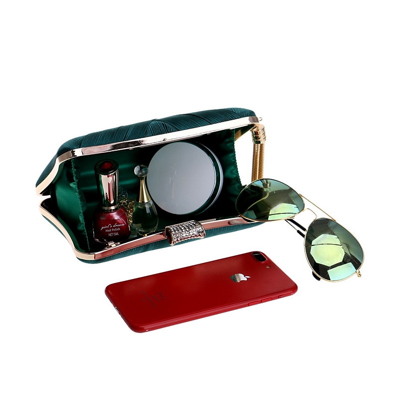 Жен. Клатчи Вечерняя сумка Сумочка-ристлет Клатчи Шелк Для вечеринок Девичник Праздники С кисточками Цепочки Большая вместимость Легкость Прочный Сплошной цвет Черный Синий Лиловый 2026 - $32.99 –P9