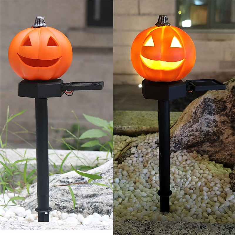 utendørs solcelledrevne gresskarlys halloween dekorativ sti lys for hage hage plen landskap ferie lys 1/2 stk 2025 - $15.99 –P7