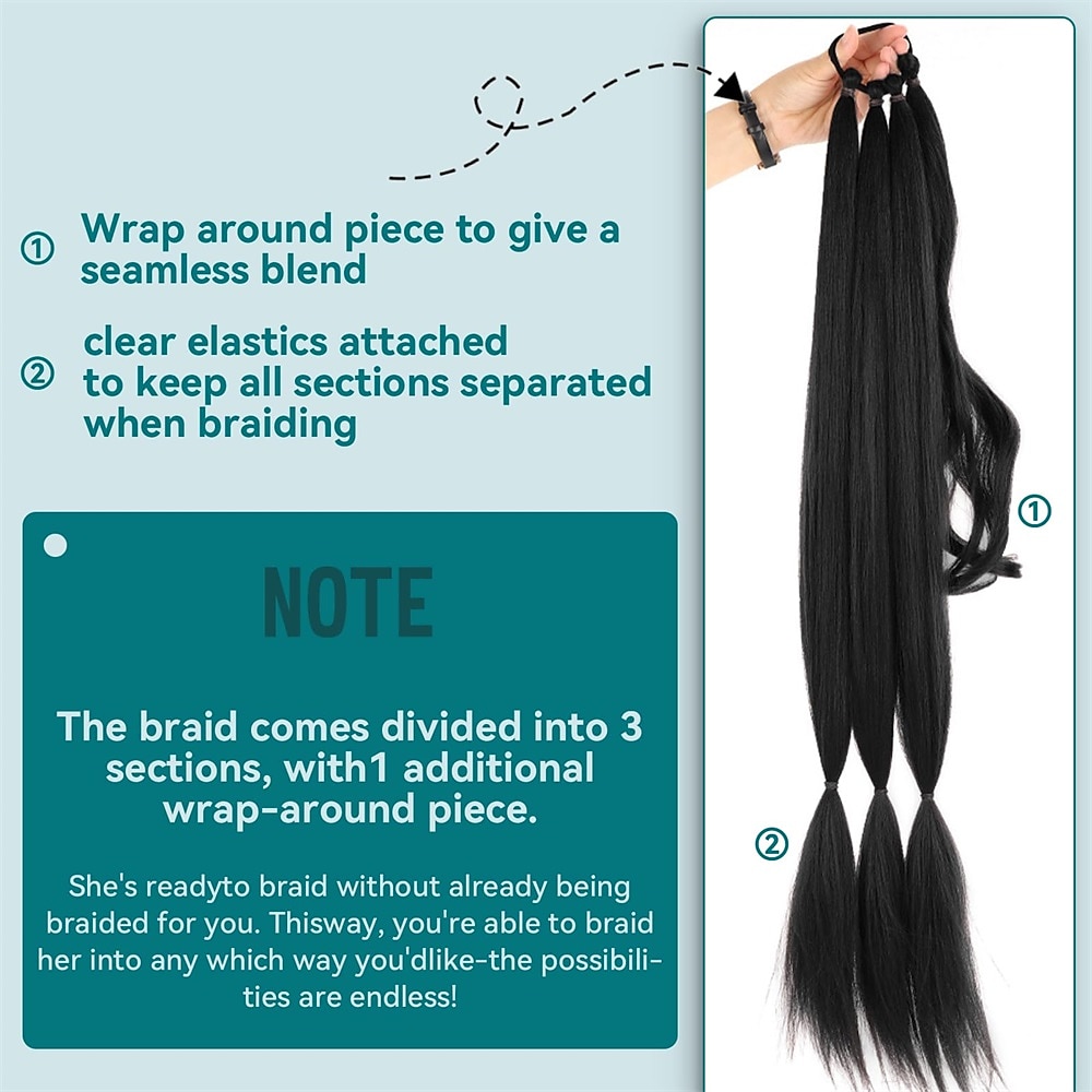 lang gevlochten paardenstaartverlenging met steil haar wikkel rond paardenstaart hair extensions met haarband zacht gezond synthetisch haar stuk voor vrouwen meisjes dagelijks 2026 - $16.49 –P2
