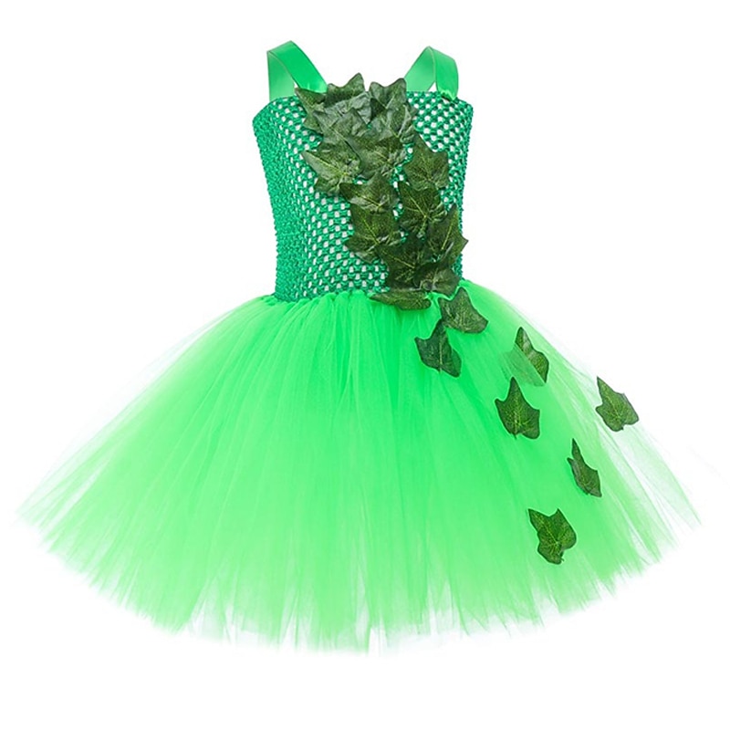 Kids Girls' Dress Party Dress Leaf Witch costume kids halloween custome Sleeveless Performance Special Occasion Mesh Elegant Fashion Beautiful Polyester Knee-length Party Dress Swing Dress Tulle Dress 2026 - $28.99 –P9