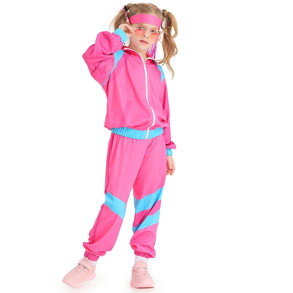 2025年 1980年代 ヒップホップ ストリートスタイル パンツ セット ジャケット ディスコ 仮装 男の子 女の子 カーニバルコスチューム マスカレード パーティー マスカレード カジュアル／普段着 子供用 上着 パンツ  コレクション – $30.99 –P7