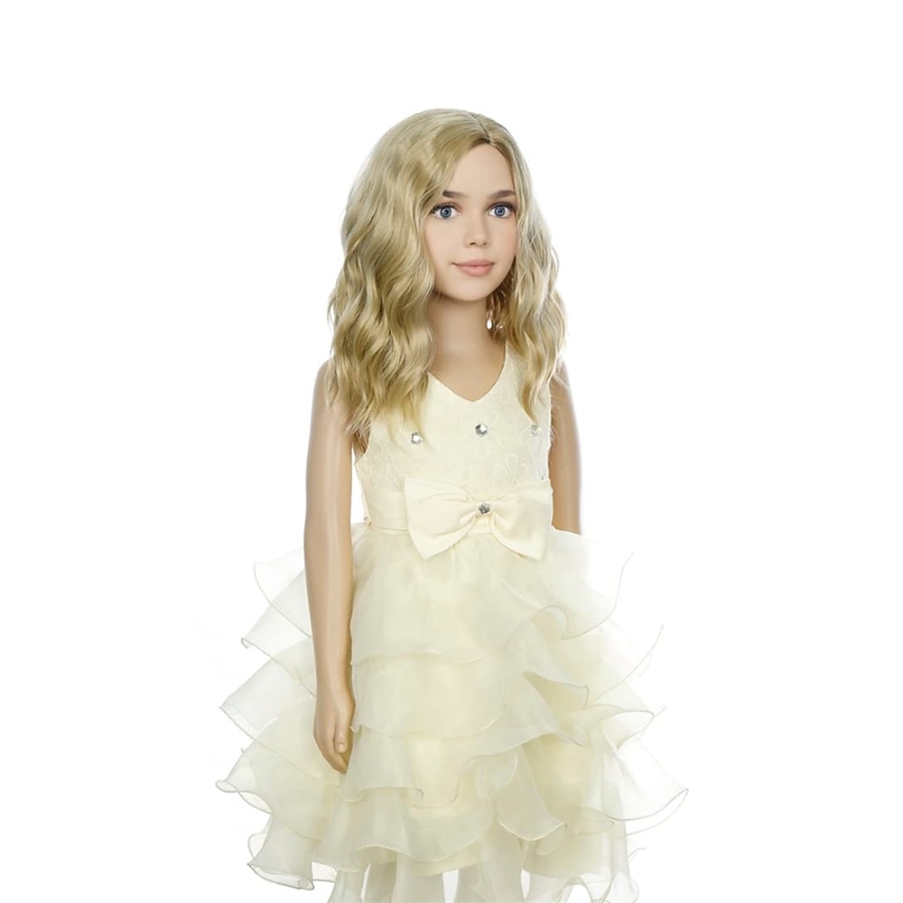 Blonde Perücke Kinder Kinderperücke kurze wellige Perücke aschblonde Perücke gemischte blonde Perücke für Mädchen Cosplay Party hitzebeständige blonde synthetische Haarperücke Halloween Perücken 2026 - RON 84.64 –P6