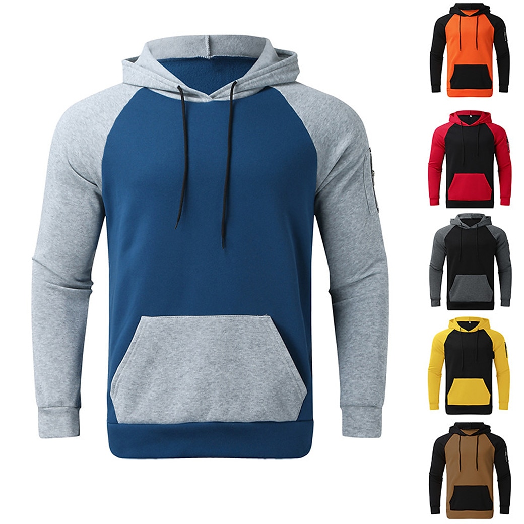 Herr Huvtröja Svart Gul Rubinrött Blå Orange Huva Färgblock Sport & Utomhus Dagligen Helgdag Streetwear Häftig Ledigt Vår & Höst Kläder Pull Tröjor 2025 - $20.99 –P1
