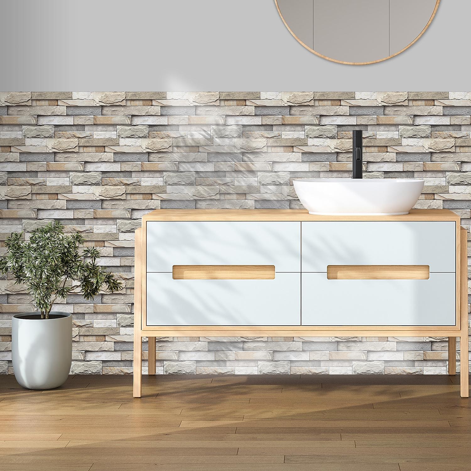 12 pz piastrelle di pietra artificiale wall sticker 3d carta da parati in vinile autoadesivo floreale home decor per cucina bagno 15*30 cm del 2025 a $20.99 –P10