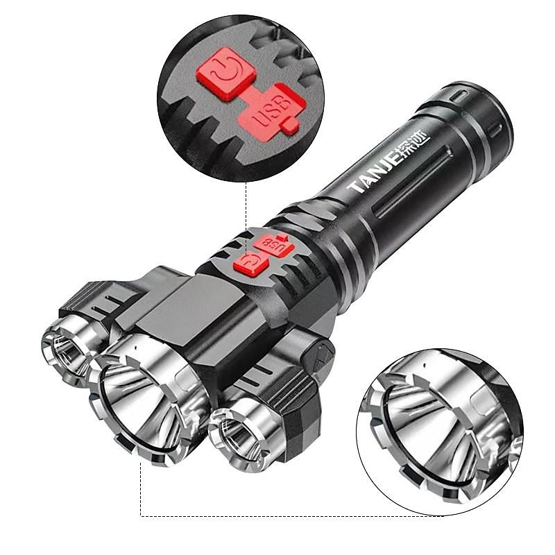 super jasná led svítilna usb nabíjecí taktická svítilna lovecká svítilna venkovní nouzový kempingový světlomet 2025 - $23.99 –P6