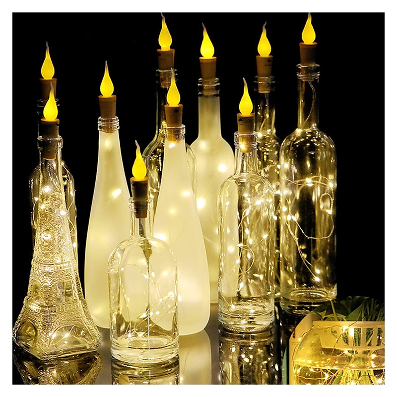 2m 20leds kaars wijnfles lichtslinger wijnfles vlam kurk lamp diy party bruiloft valentijnsdag guirlande 2025 - $7.99 –P8