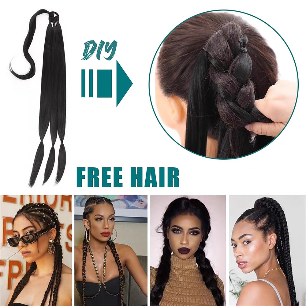 lang gevlochten paardenstaartverlenging met steil haar wikkel rond paardenstaart hair extensions met haarband zacht gezond synthetisch haar stuk voor vrouwen meisjes dagelijks 2026 - $16.49 –P5