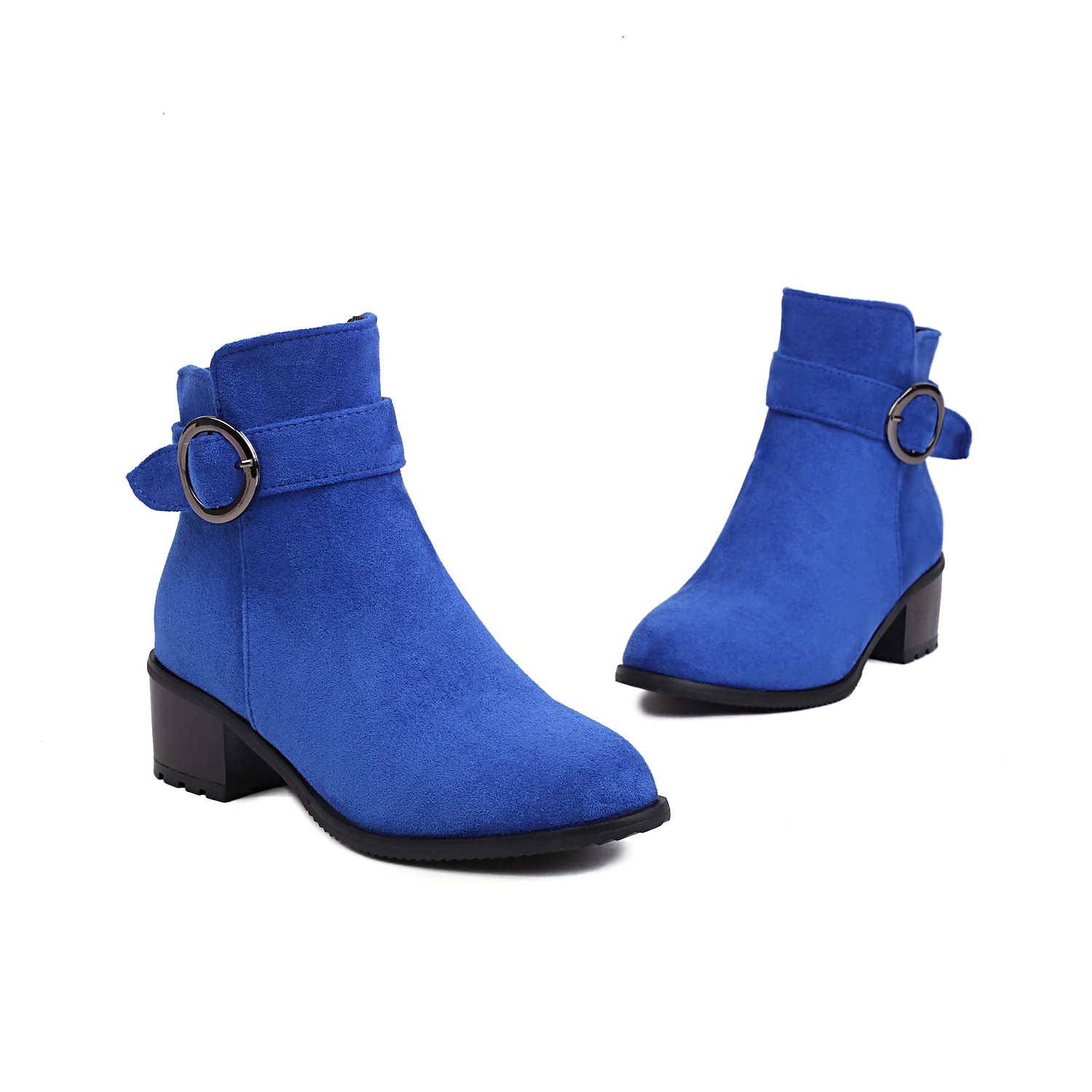 Women's Boots Plus Size Heel Boots Work Daily Booties Ankle Boots Winter Buckle Chunky Heel Casual Minimalism Faux Leather Black Blue 2025 - $59.99 –P1