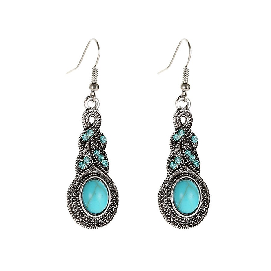 1 set (1 stks ketting 1 paar oorbellen) sieraden set voor dames blauw dagelijks reizen festival legering retro 2025 - $8.49 –P8