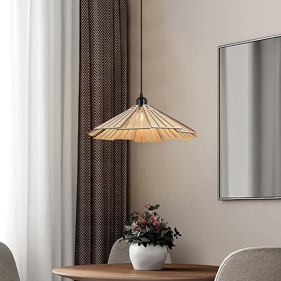 lampada a sospensione moderna lampada a sospensione geometrica paralume in legno naturale illuminazione corridoio lampadario lampada da soffitto per camera da letto cucina isola fattoria 110-240v del 2025 a $152.99 –P9