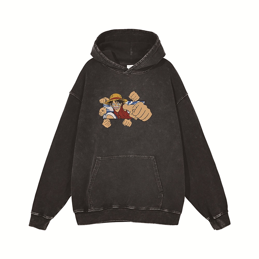 One Piece Monkey D.Rufy Nico Robin Roronoa Zoro Felpa con cappuccio T-shirt oversize lavata con acido Stampa Tasca frontale Grafica Per Da coppia Per uomo Per donna Per adulto Mascherata Stampa a del 2025 a $27.99 –P5