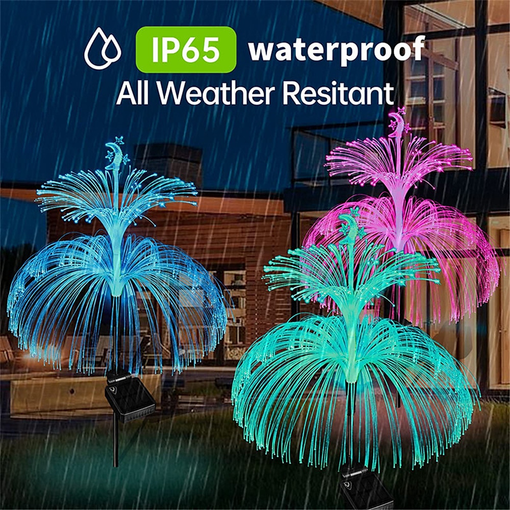 2PCS Star Moon Pampas Grass 7 Color Changing Solar Jellyfish Lights New Solar Garden Lights Yard Garden Pathway Waterproof Solar Lamp 2025 - $32.99 –P1