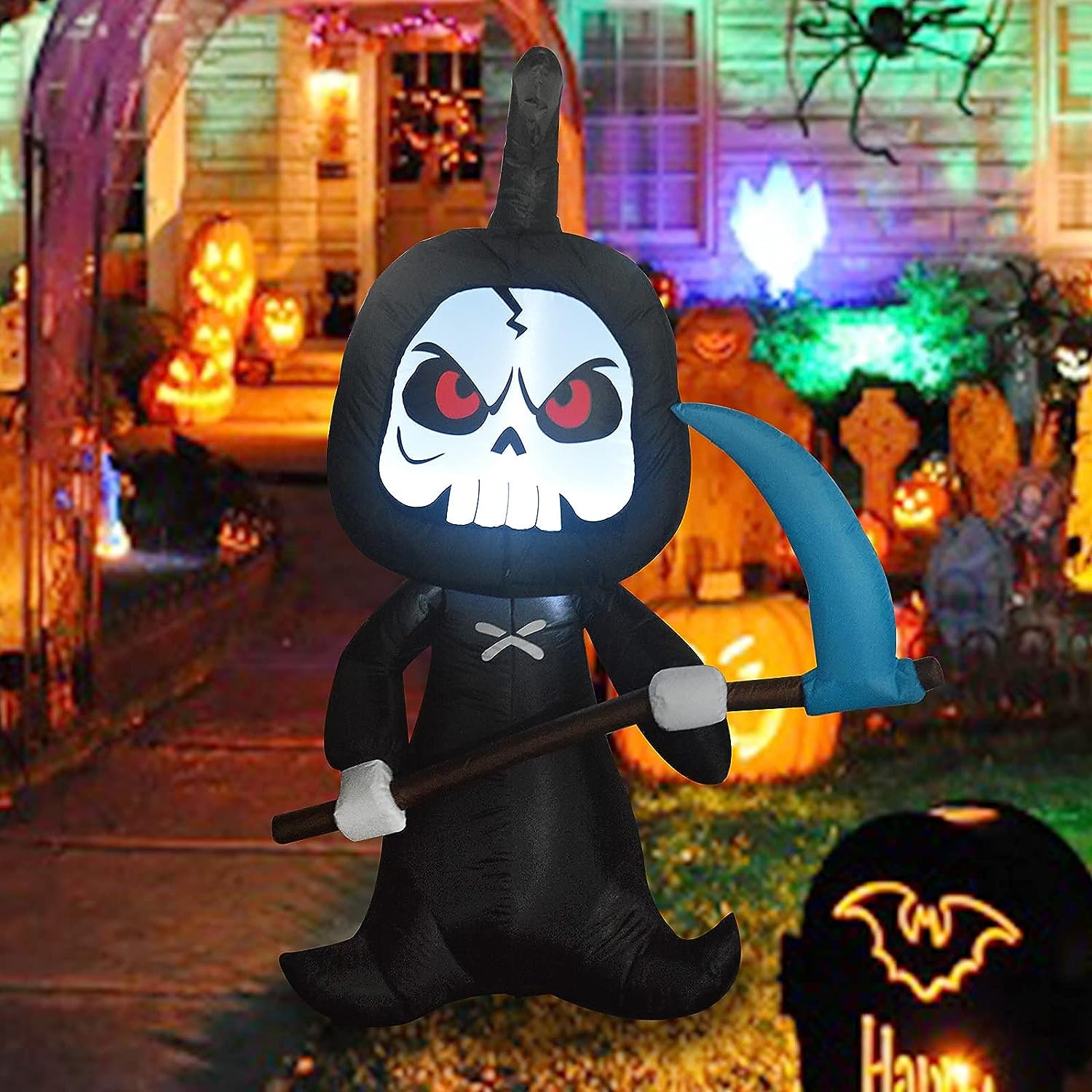 6FT Halloween Decoration Inflatable Halloween Grim Reaper Blow Up Yard Decoration Clearance with LED Lights Built-in for Holiday/Party/Yard/Garden 2025 - $73.99 –P1