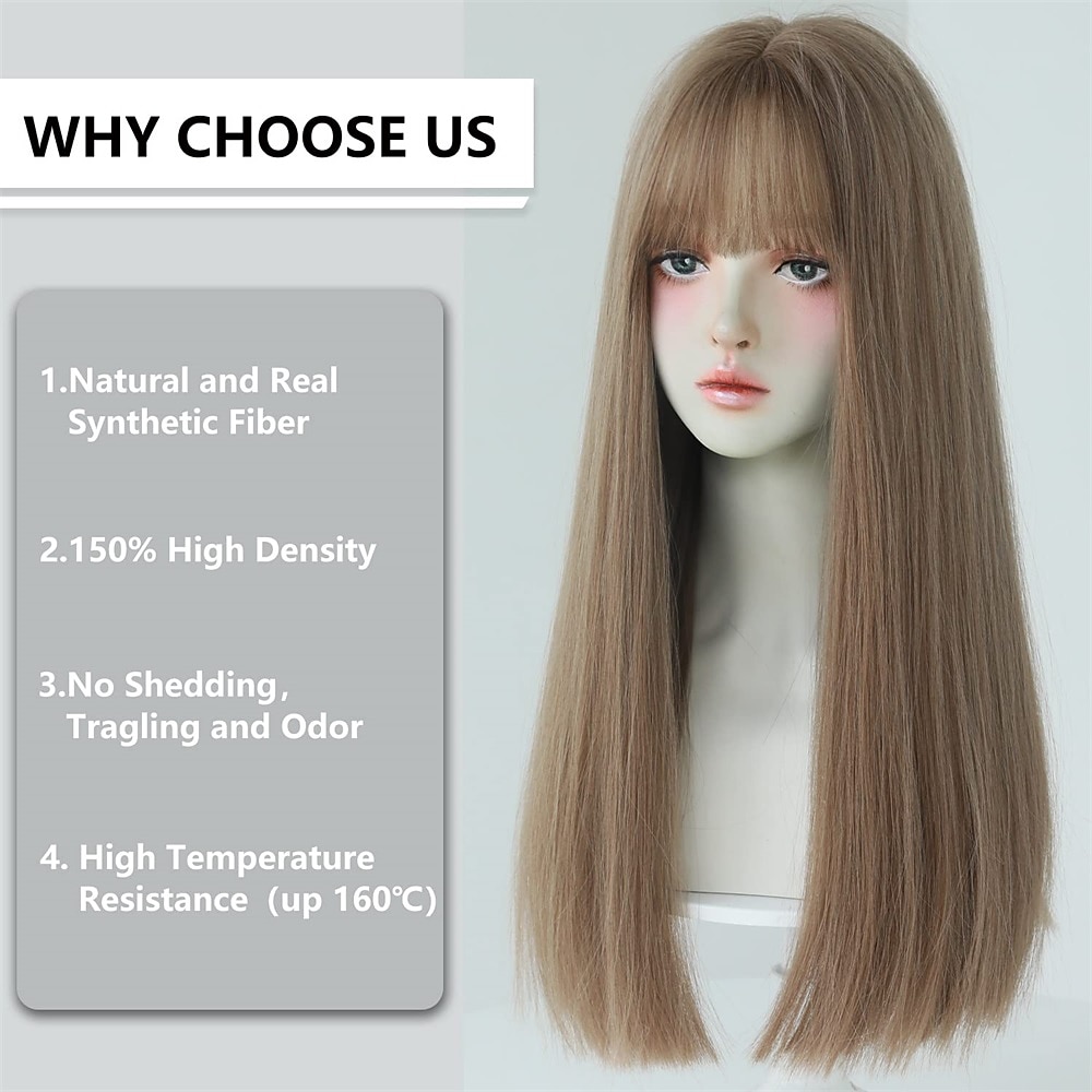 Red Wigs with Bangs Burgundy red Synthetic Long Straight Wig for Women Party and Cosplay Bright Red Wig 2025 - Kč485 –P5