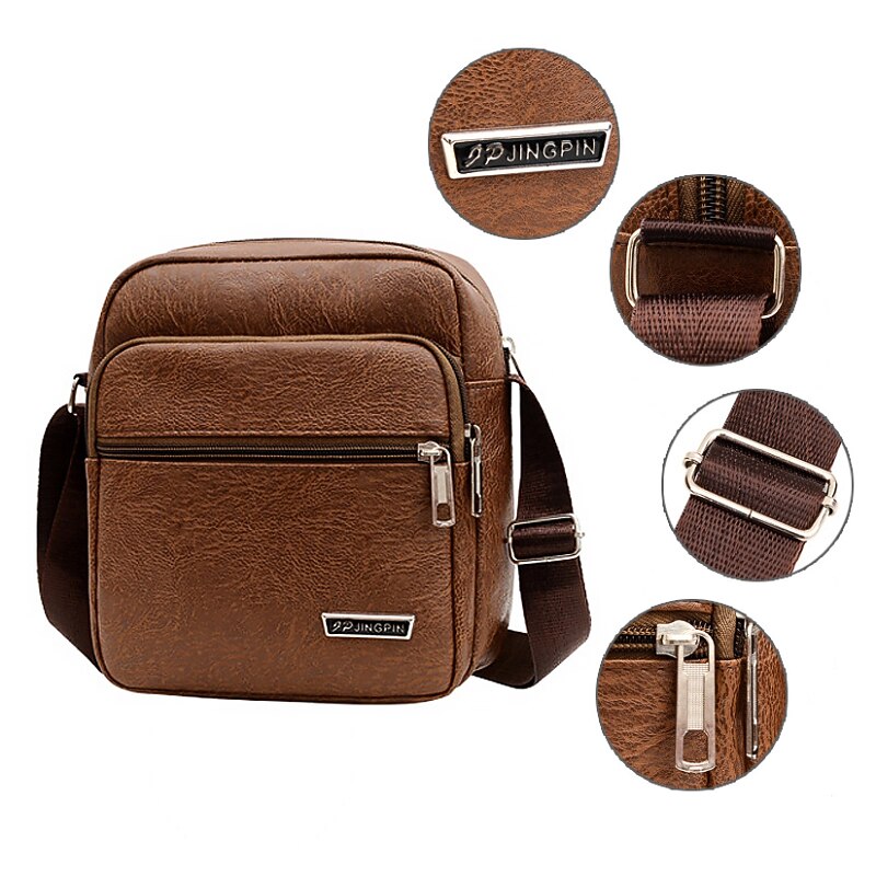 Men's Crossbody Bag Shoulder Bag Satchel PU Leather Outdoor Daily Holiday Buttons Zipper Large Capacity Waterproof Lightweight Solid Color Yellow brown Black Brown 2025 - $18.99 –P7