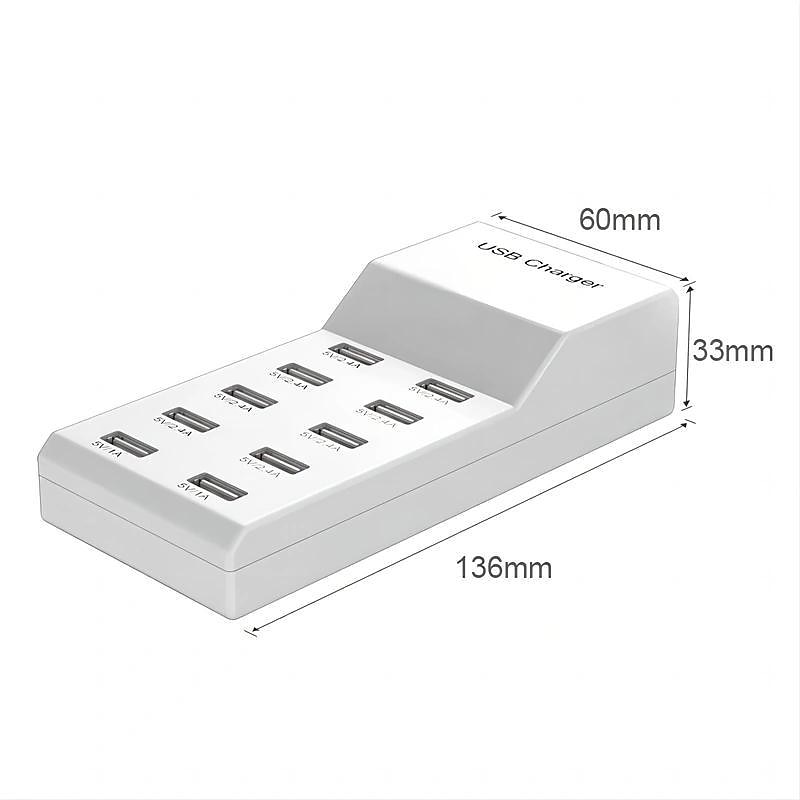 50W USB Charger Power Strip Wall Socket EU US Plug 5V 2.4A High Speed Power Cable 10-bit USB Port Support 10 Devices Charge 2025 - $24.99 –P2