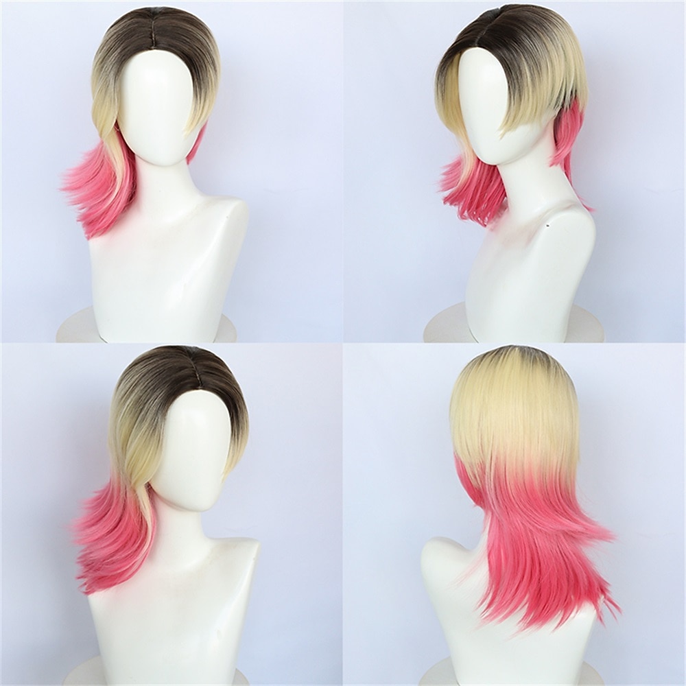 Synthetic Wig Gwen Stacy Straight Asymmetrical Machine Made Wig Short A1 Synthetic Hair Women's Cosplay Soft Fashion Blonde Pink Mixed Color Halloween Wigs 2025 - $23.99 –P2