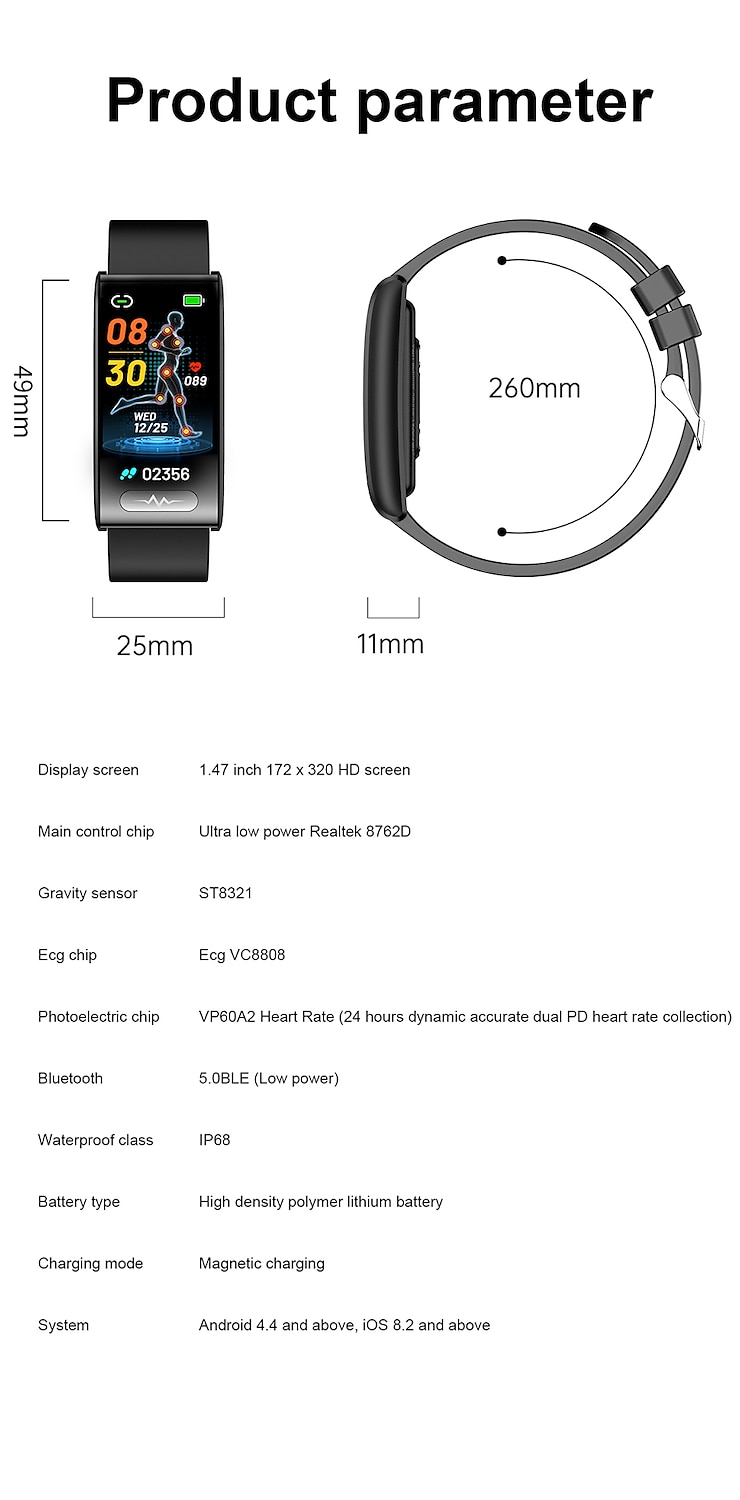 iMosi TK70 Умные часы 1.47 дюймовый Смарт Часы Bluetooth Педометр Напоминание о звонке Датчик для отслеживания активности Совместим с Android iOS Универсальные 2026 - $59.99 –P14