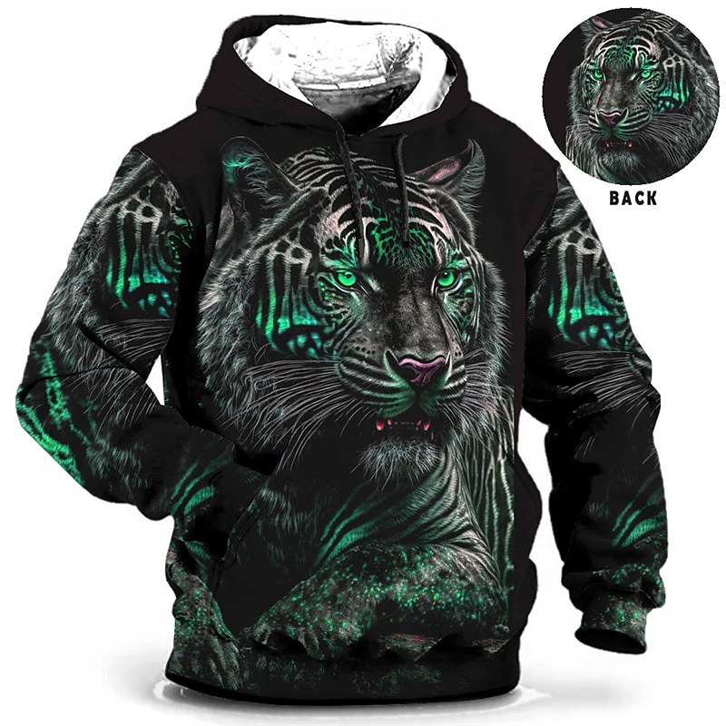 Herr Djur Grafiska tryck Huvtröja Huvtröjor Tröja Dagligen Klassisk Långärmad Huva Helgdag Utekväll Streetwear Gul Blå Mönster Vår & Höst Designer 2025 - $31.99 –P2