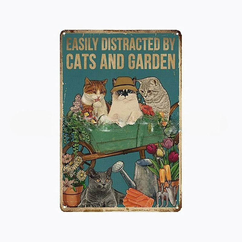 1 pieza de cartel de hojalata de metal retro, cartel de hojalata de gato lindo, carteles de cocina vintage, decoración de pared, pintura colgante de pared para decoración del hogar, arte de pared, cartel de hojalata de metal 20x3 0cm/8''x12'' 2025 - $11.99 –P3