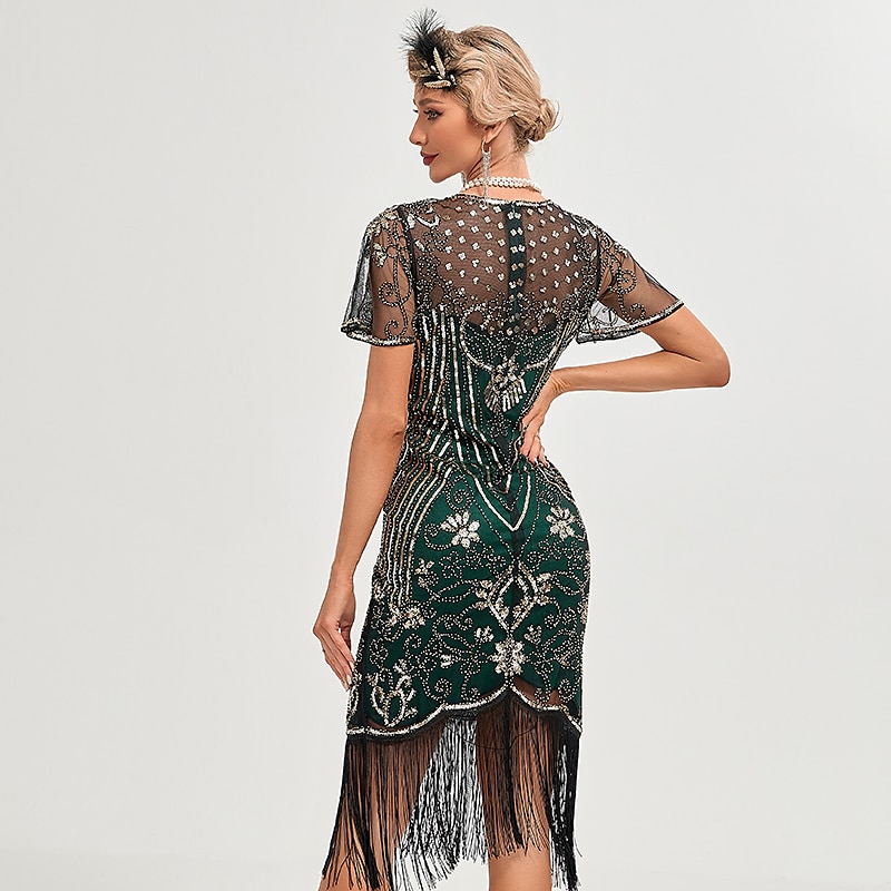Roaring 20s 1920s Vacation Dress Flapper Dress Dress Masquerade The Great Gatsby Charleston Gentlewoman Sequins Tassel Fringe Women's New Year Masquerade Wedding Party Wedding Guest Adults' Dress 2025 - $51.99 –P8