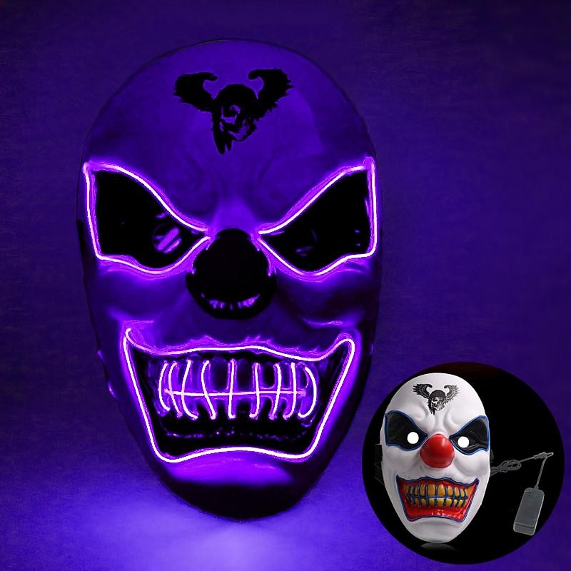 halloween led izzó maszk új party rave neon maszk dekor horror bohóc világító maszk álarcos maszk klub cosplay jelmez kellékek 2026 - $12.99 –P10