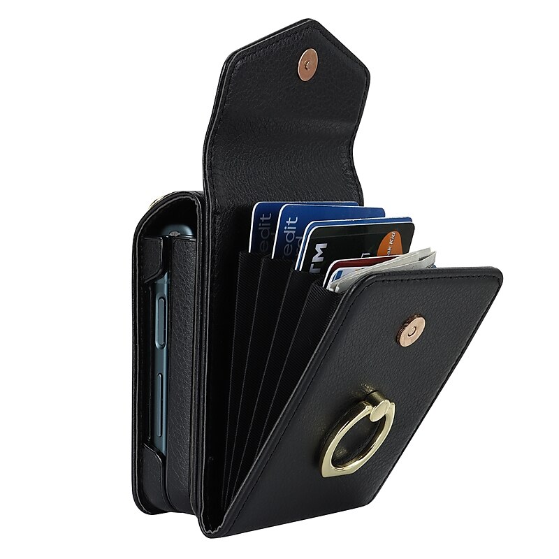 Handy Hülle Handyhüllen Für Samsung Galaxy Z Flip 7 Z Flip 6 Z Flip 5 Z Flip 4 Z Flip 3 Brieftaschenhülle Ringhalter mit Trageriemen Anti-Diebstahl Retro PC PU-Leder 2025 - $32.99 –P10