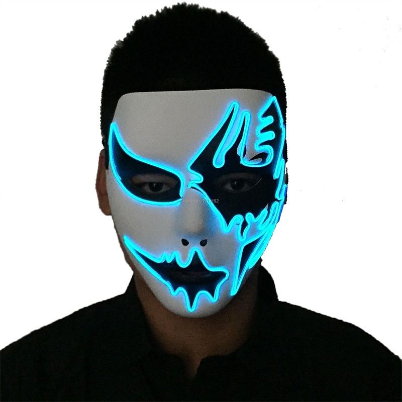 Neon Light LED Mask LED Halloween Scary Mask Cosplay Party Masque Masquerade Masks Halloween Costume Carnival Glow Party Props 2025 - $28.99 –P9