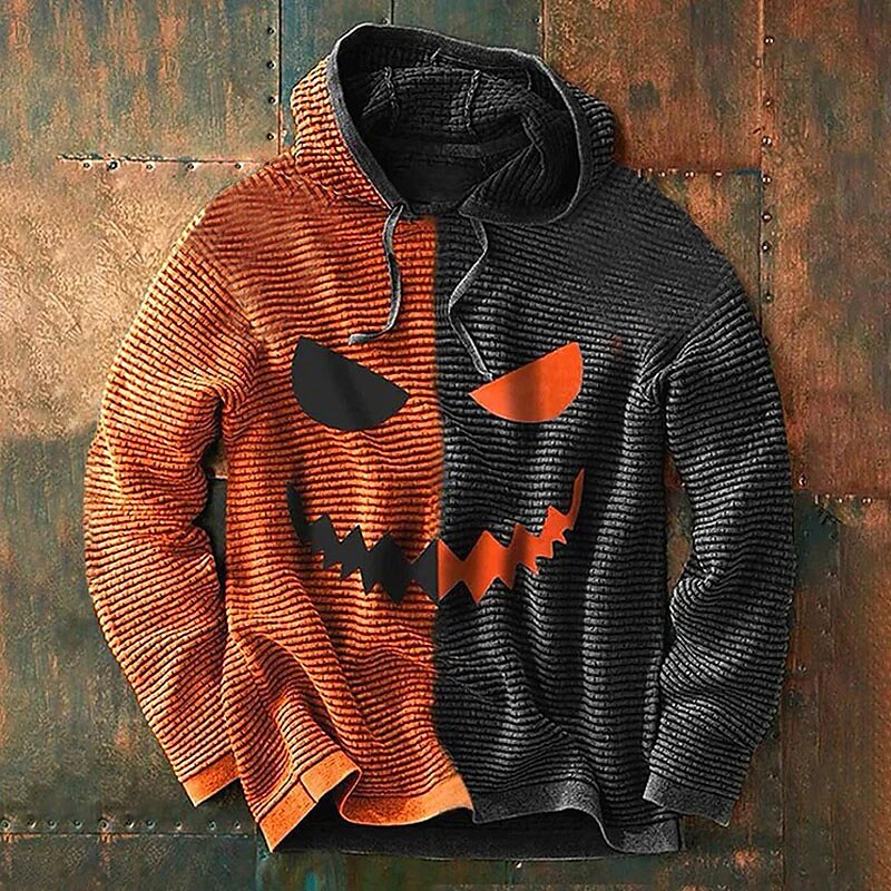 Halloween Mens Graphic Hoodie Color Block Prints Monster Daily