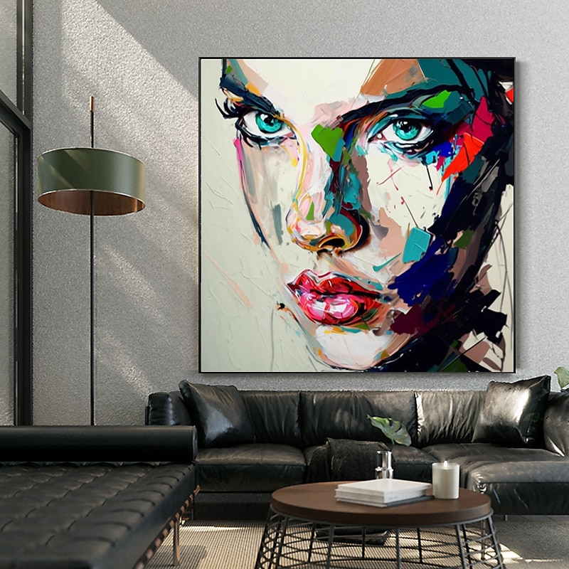 Handgjord Hang målad oljemålning HANDMÅLAD Fyrkantig Abstrakt Människor Modern Utan innerram (utan ram) 2026 - $121.99 –P7