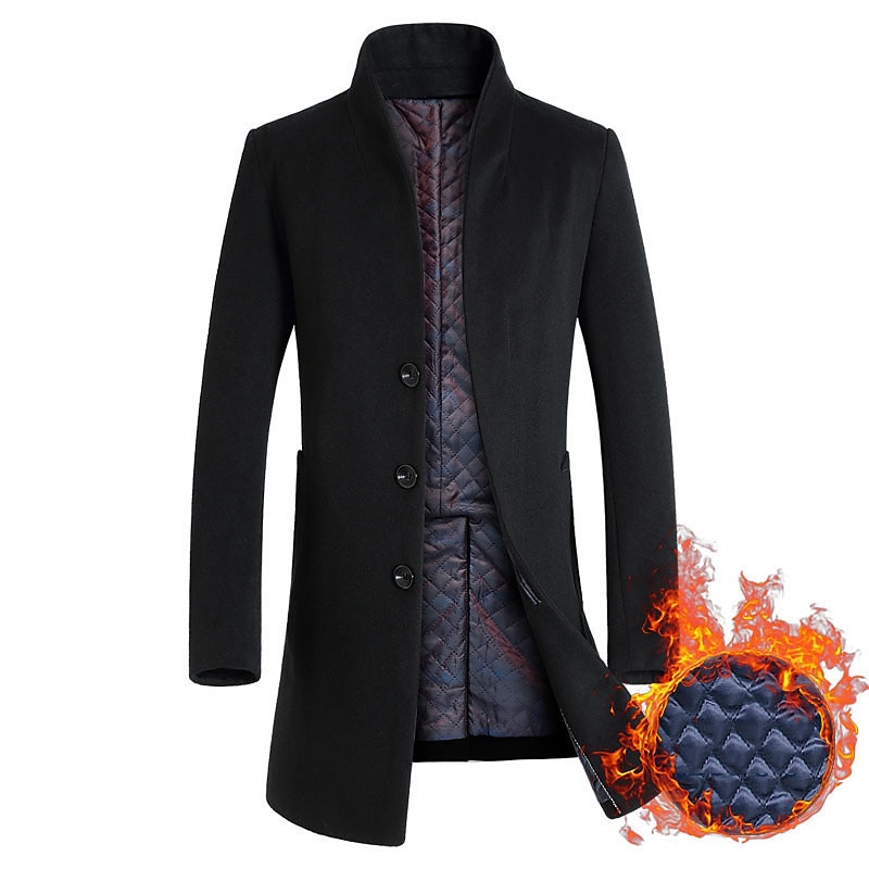 Herr Vinterkappa Yllekappa Rock Trenchcoat Utomhus Dagliga kläder Höst vinter Polyester Vindtät jacka Ytterkläder Kläder Mode Streetwear Slät Drottning Anne Enkelknäppt med Ett Knapphål 2025 - $83.99 –P5