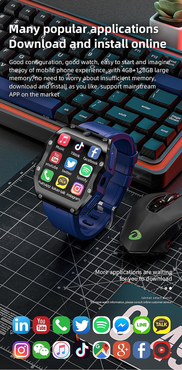 LOKMAT APPLLP 3 MAX Smart Watch 2.02 inch 4G LTE Cellular Smartwatch Phone 3G 4G Bluetooth Pedometer Call Reminder Activity Tracker Compatible with Android iOS Women Men GPS Hands-Free Calls 2025 - $309.09 –P8