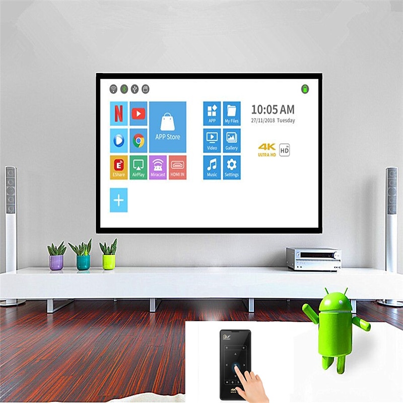 MK95 DLP Mini Projector Smart TV Android 9.0 7000 Lumens 2+16G 5G WiFi  BT4.2 4K 1080P Full HD Movie Proyector Compatible with iOS and Android HDMI  USB TF 2024 - $270.79