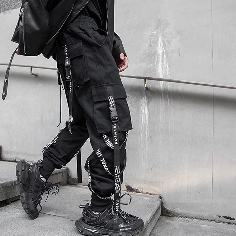 Homens Calças Cargo Techwear Com Cordão Bolsos Tecido Conforto Macio Ao ar livre Diário Para Noite Moda Casual Preto Micro-Elástica de 2026 por $25.99 –P13