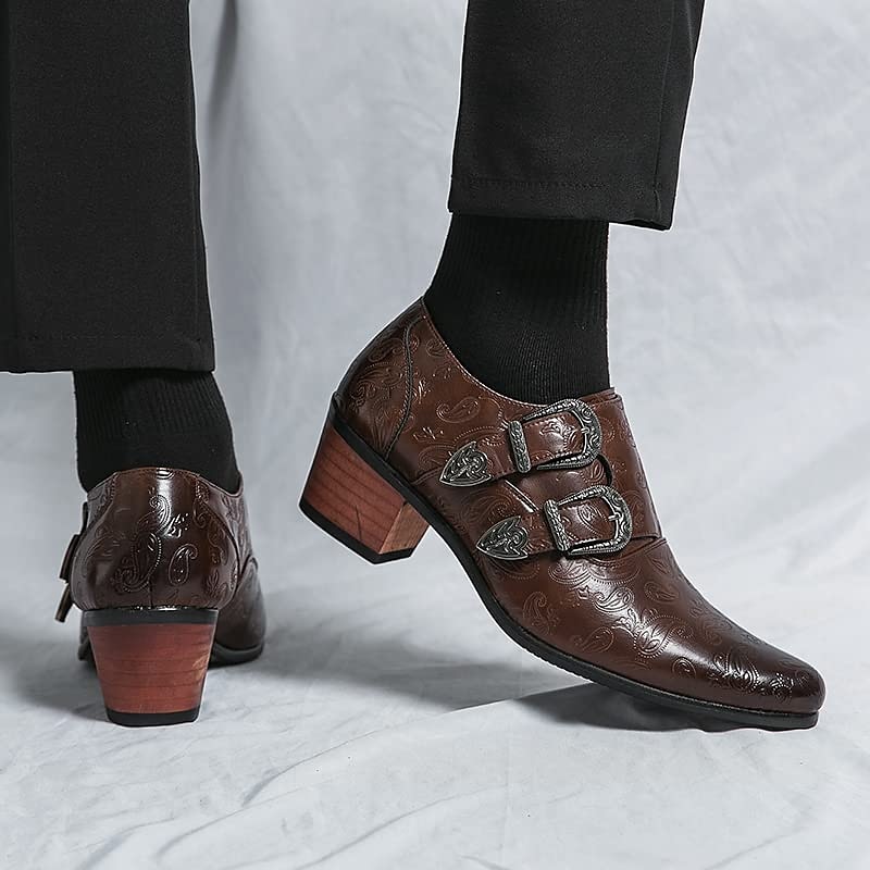 Herrenschuhe aus geprägtem Vintage-Leder mit Doppelschnalle - formelle Abendschuhe für Hochzeiten und besondere Anlässe 2025 - $64.99 –P3
