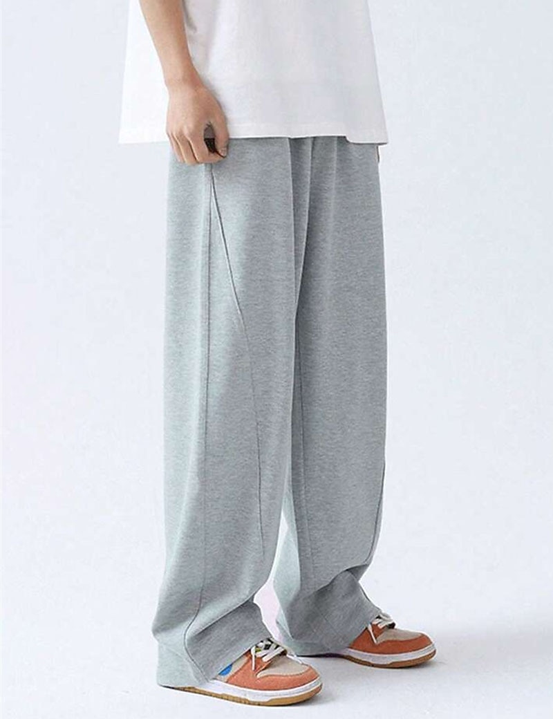 Herr Träningsbyxor med vida ben Atletiska byxor Långbyxor Snörning Elastisk midja Slät Komfort Andningsfunktion Ledigt Dagligen Helgdag Sport Mode Svart Vit 2026 - $22.99 –P2