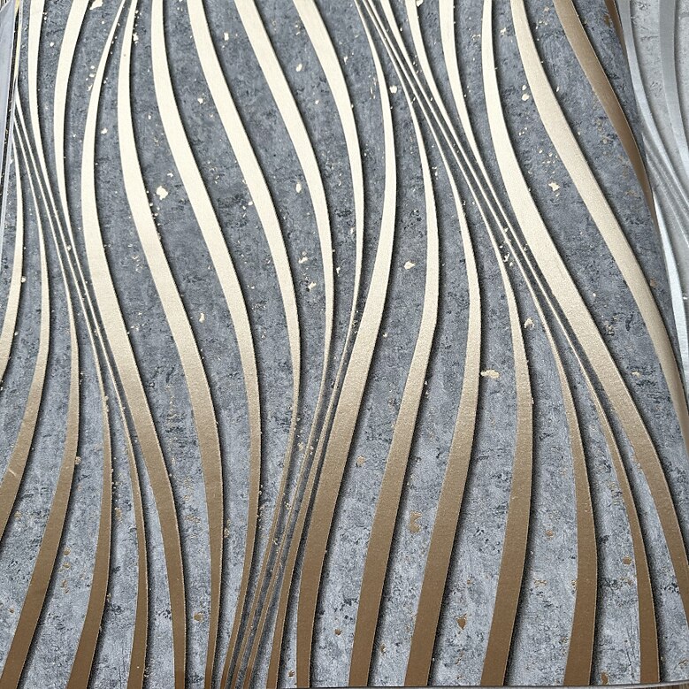 papiers peints cool papier peint texturé peinture murale 3d bande verticale non auto-adhésif pour la décoration de la maison papier peint imperméable 950x53cm/374"x20.87" gris or jaune de 2025 ? $41.99 –P13
