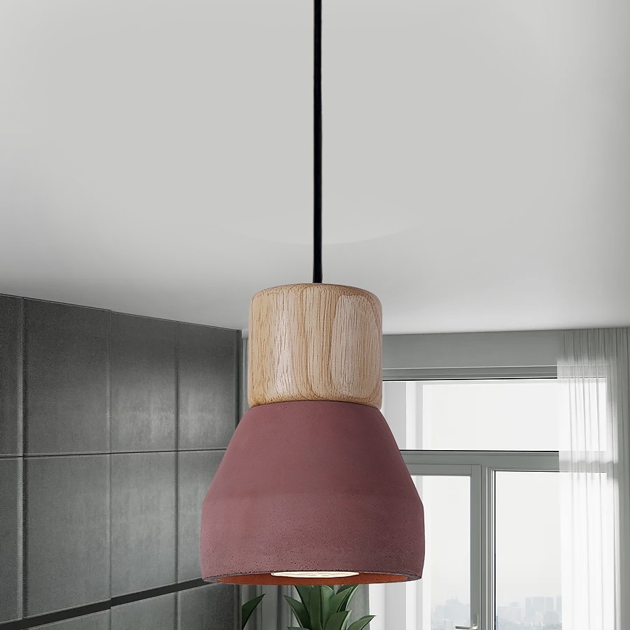 LED Pendant Light Wood Art Cement Concrete Hanging Lamp Simple Cafe Restaurant Bar Pendant Light E27 Light Source Metal Iron Art Droplight Flashlight Concrete Ceiling Light 110-240V 2025 - $67.99 –P12
