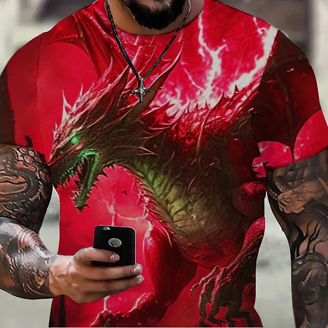 Herre Grafisk Dyr Drage T skjorte Kortermet T skjorte 3D-utskrift Crew-hals Skjorte Årgang Mote Designer utendørs Daglig Sport Lysegul Mørkegul Svart Vår sommer Klær S M L XL 2XL 3XL 2025 - $17.99 –P12