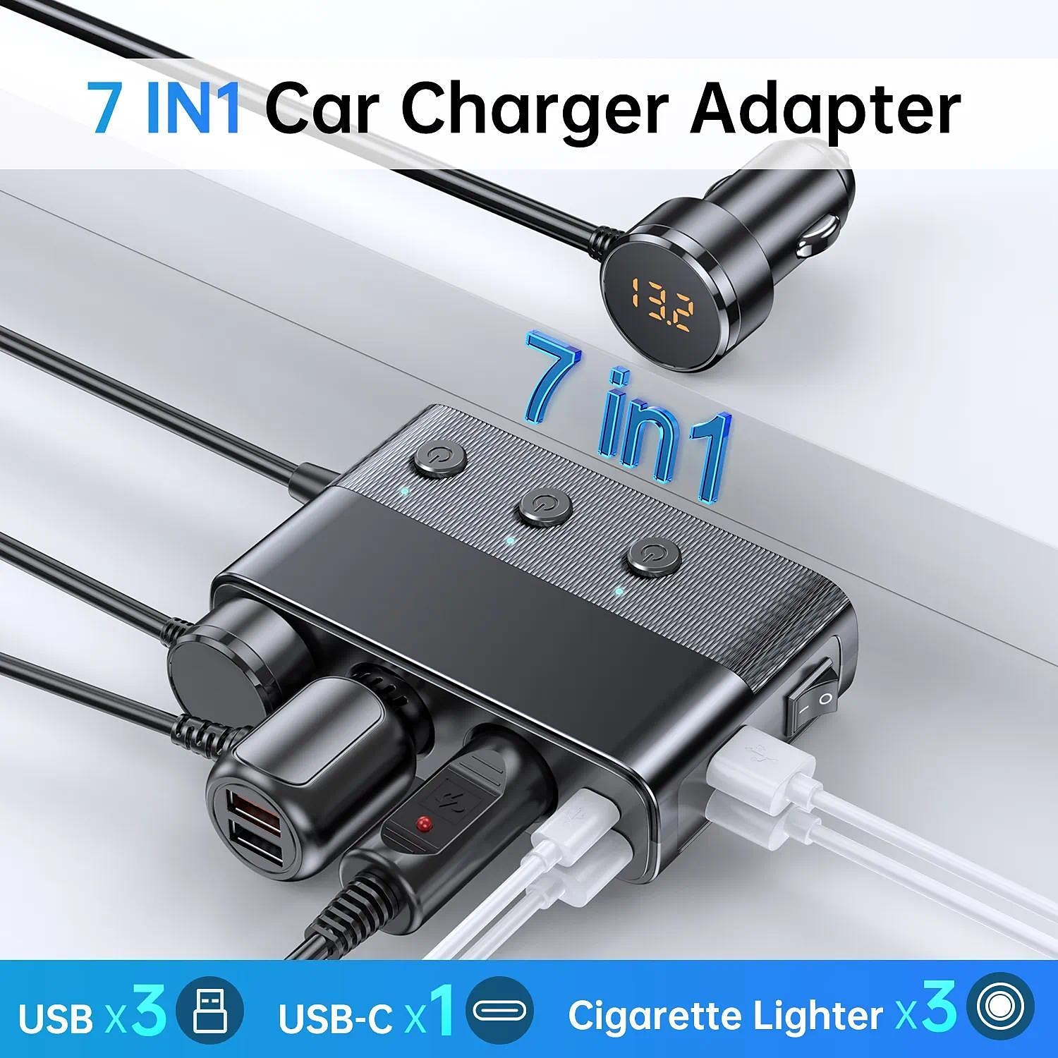 USB C Auto Ladegerät Zigarettenanzünder Verteiler Adapter Splitter